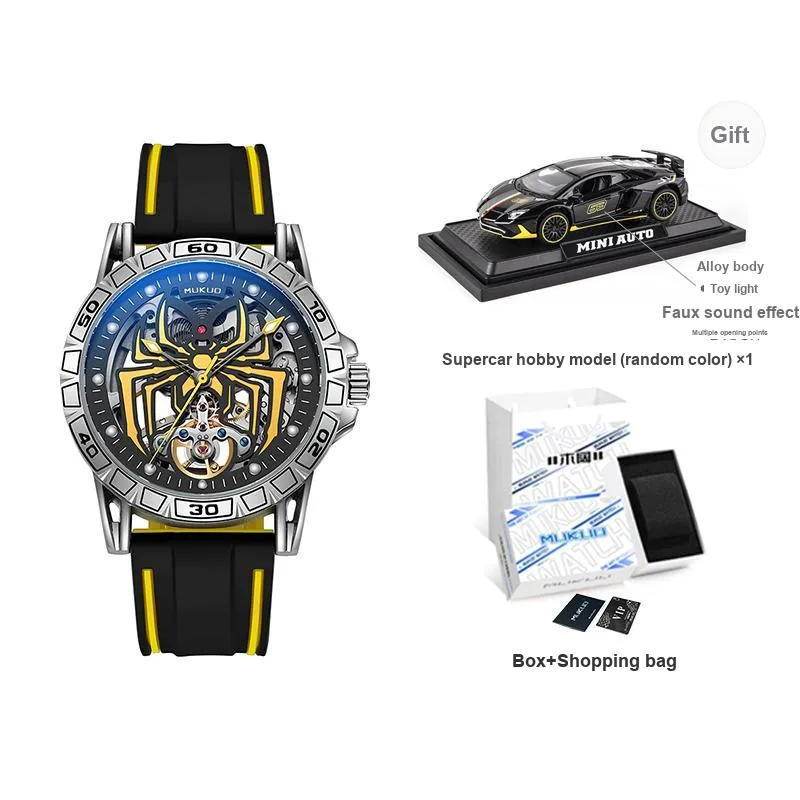 MUKUO Hero Collection Automatic Mechanical Movement Silicone Strap Watch Men's Watches Cut-Out Dial-13