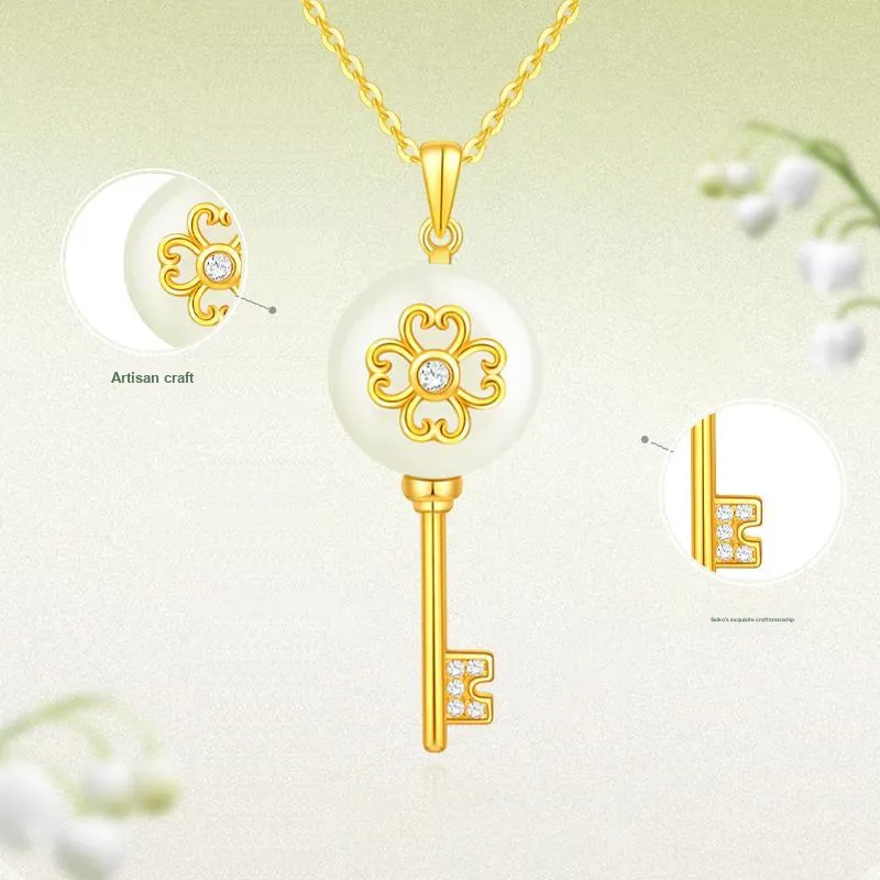 JINLIUFUJIXIANG Hetian Jade Necklaces White Jade/Pale Greenish White Jade Unisex-3