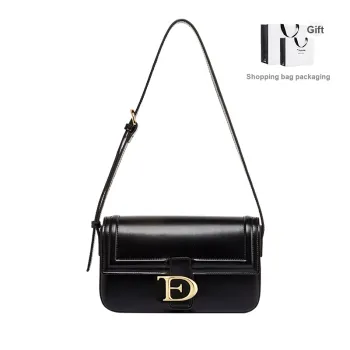 TUCANO PU With Cow Leather Shoulder Bag Small Square Bag Shoulder Bag Trumpets Women's Classic Black