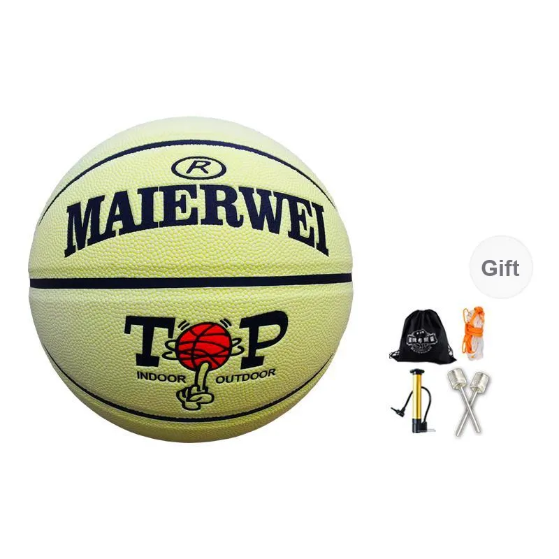 Melway PU Basketball Neon Yellow Size 7 Glow in The Dark Illumination Unisex-8