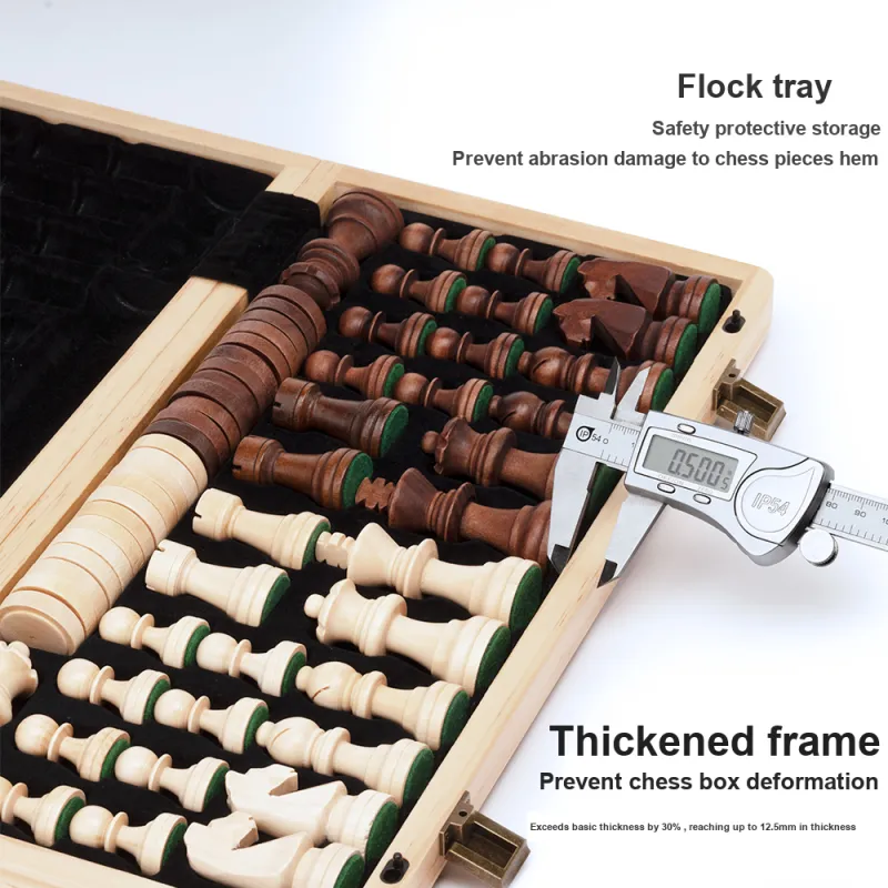 A&A LINGYU Solid Wood Chess Checkers Set With Instruction Board Games-2