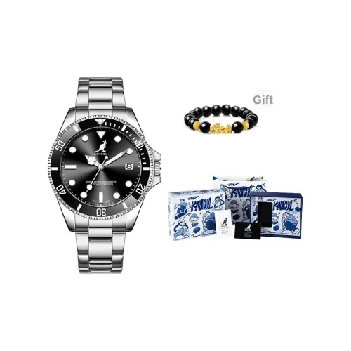 KANGOL Business Watch Collection Кварцевый механизм Стальной ремешок Часы Мужские Черный циферблат