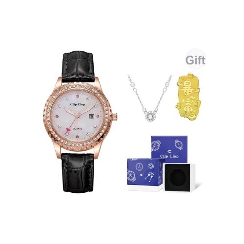 Clip Clop Кварцевый механизм искусственная кожа ремешок женские часы белый циферблат