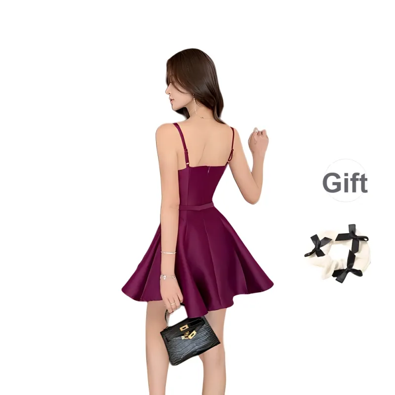 TURN UP Slip Dress Women's Rose Purple/Bowknot Hair Tie Comes With-1