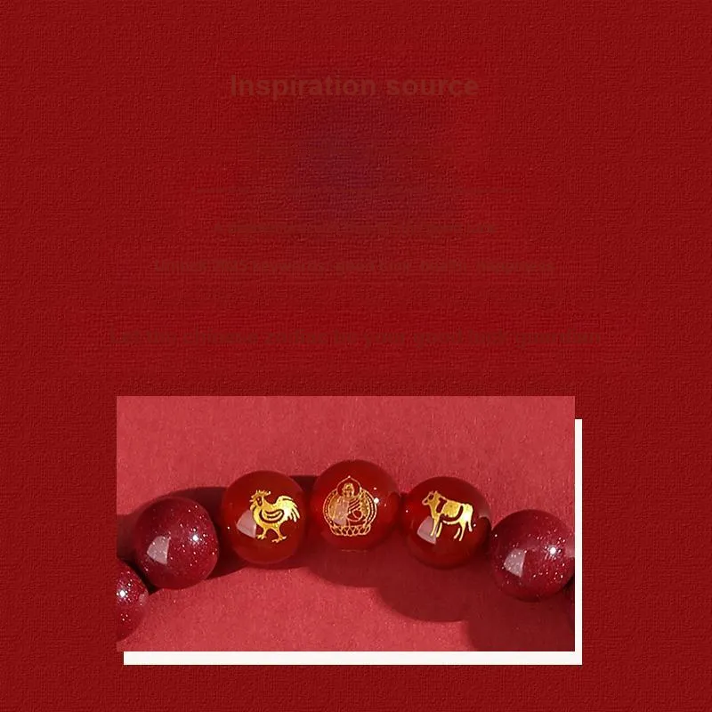 YFANXI Reconstructed Cinnabar Bracelets Women's-4