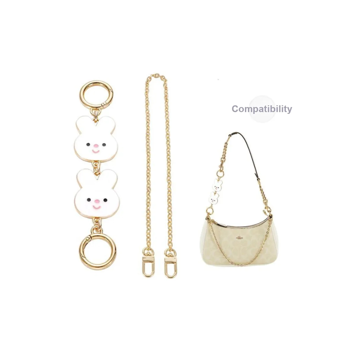 Lan Bao Fan Alloy Bag Accessory Bag Strap Women's Gold Tone