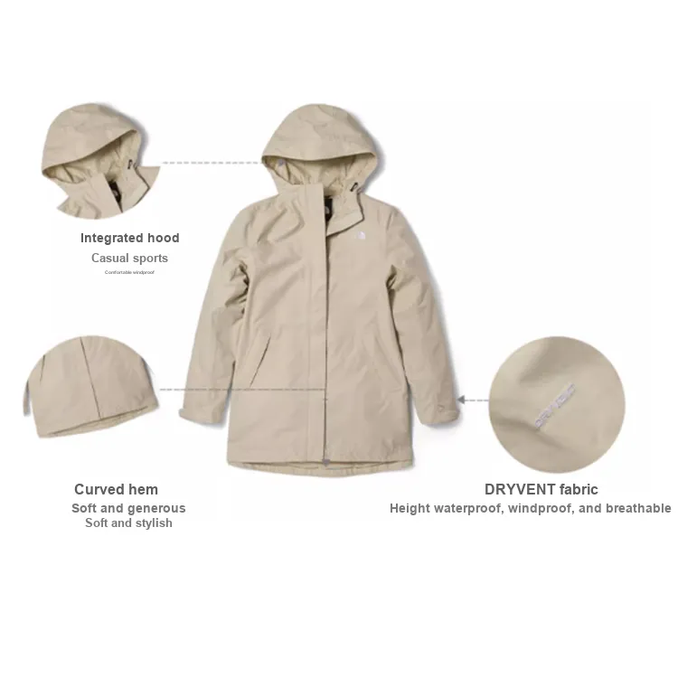THE NORTH FACE City Outdoor Collection Water Resistant Windproof And Water Repellent Windbreaker Jacket Women's Khaki-3