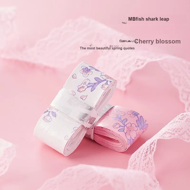 MBFISH Badminton Grip Tape Light Cherry Blossom Pink Pine Moon White PU Racquet Controller Thin-2