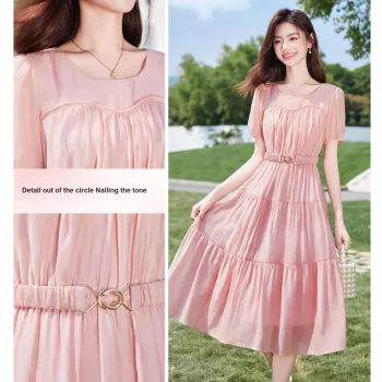Like The Age Of Water Short Sleeved Dress Women's Pink