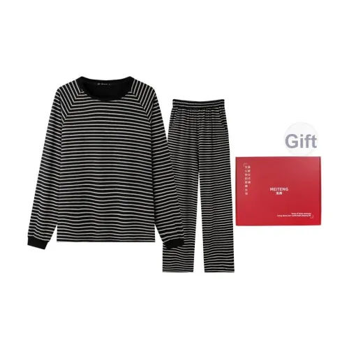 MEITENG Пижамный комплект Весенний и Осенний Унисекс Черный