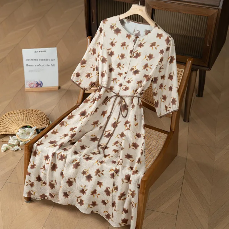 To The West Long Sleeved Dress Women's Withered Leaf Butterfly-2