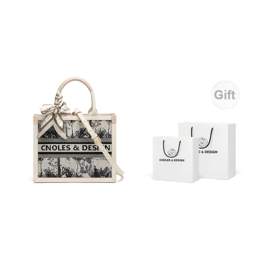 CNOLES Handbags Off White With Gray Ink