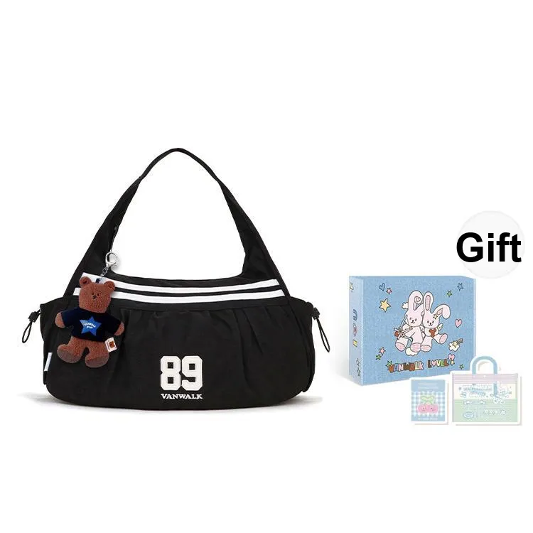 VANWALK Nylon Cloud Bag, Shoulder Bag Tubas Women's Black/White/Red-22