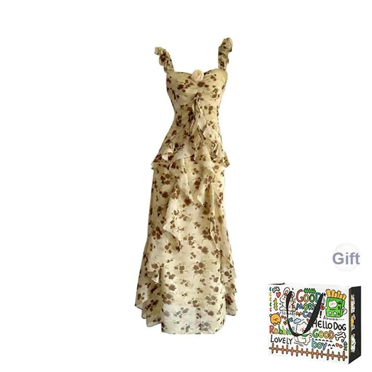 PZHK Slip Dresses Women's Yellow Shopping Bag