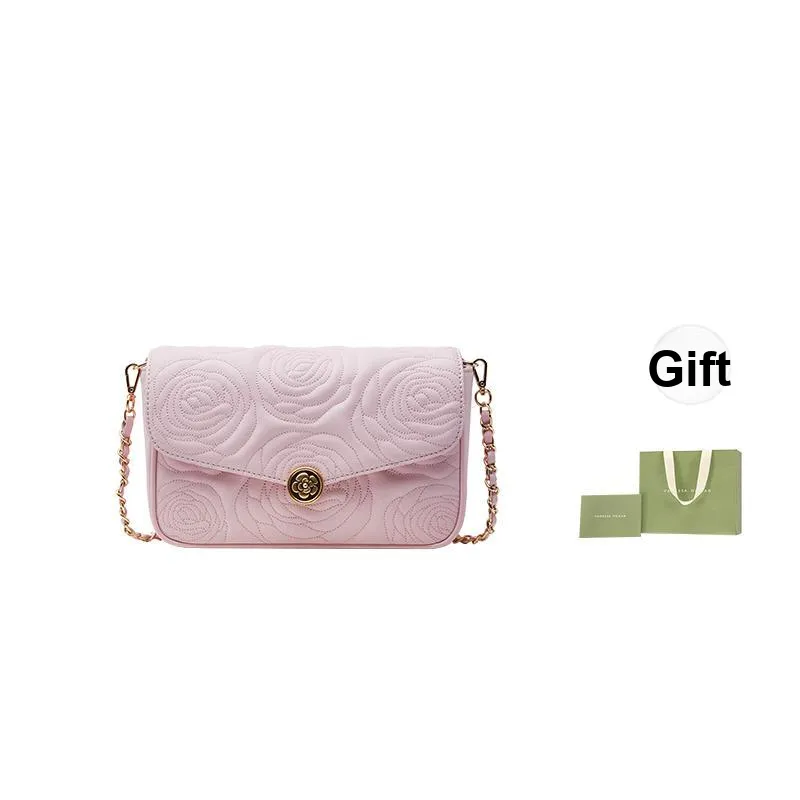 VANESSA HOGAN Monogram Cow Leather Shoulder Bag Crossbody Bag Handbag Medium Size Women's Pink/Ecru/Black/Red