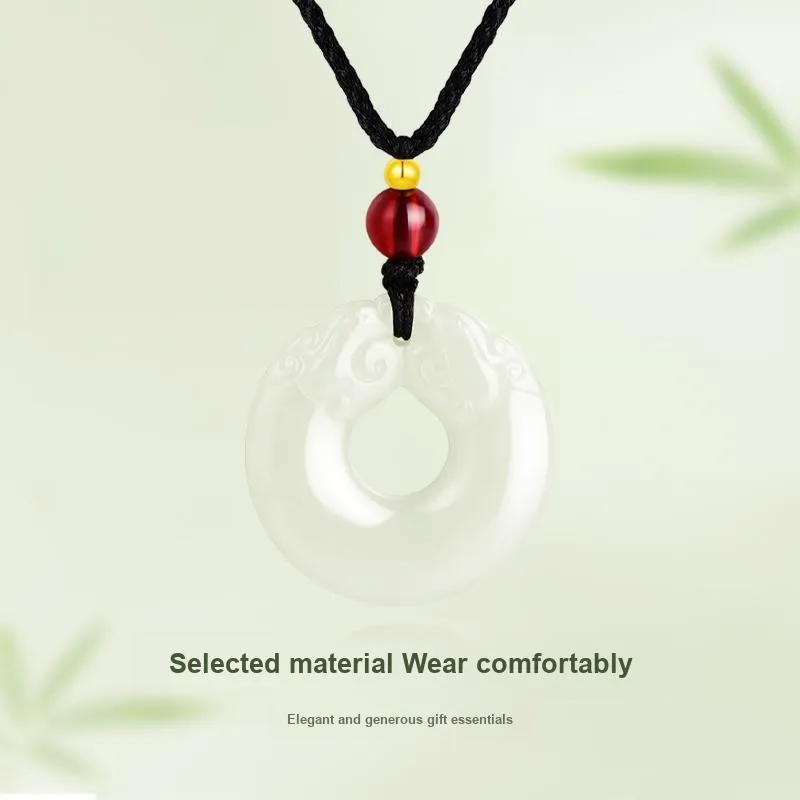 JINLIUFUJIXIANG Hetian Jade Necklaces White Jade/Pale Greenish White Jade Unisex-4