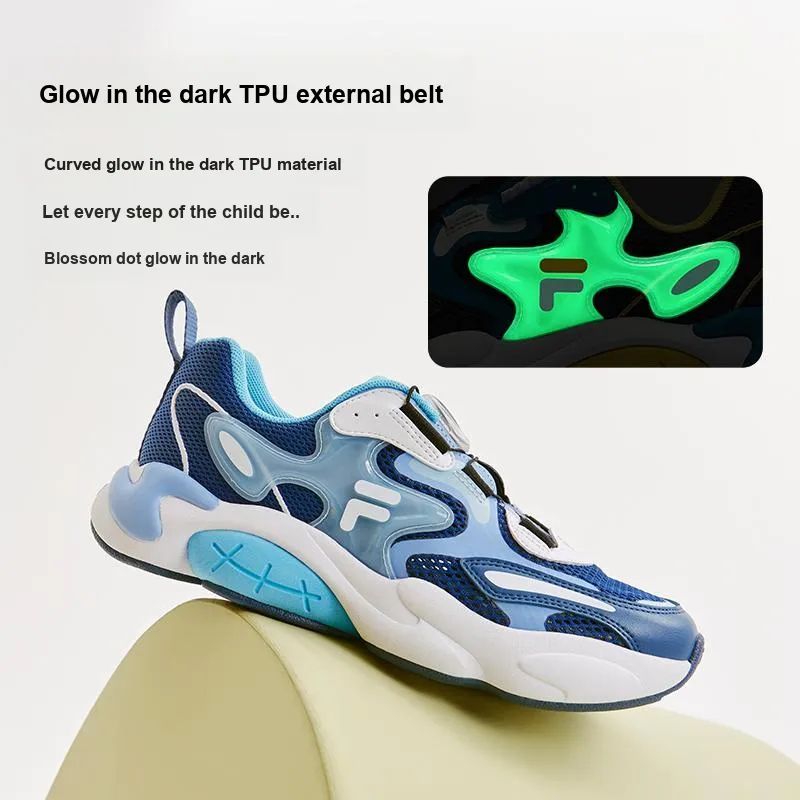 FILA KIDS Slip Resistant, Rebound, Breathable, And Supportive Low Top Kids' Running Shoes Blue White Unisex-1