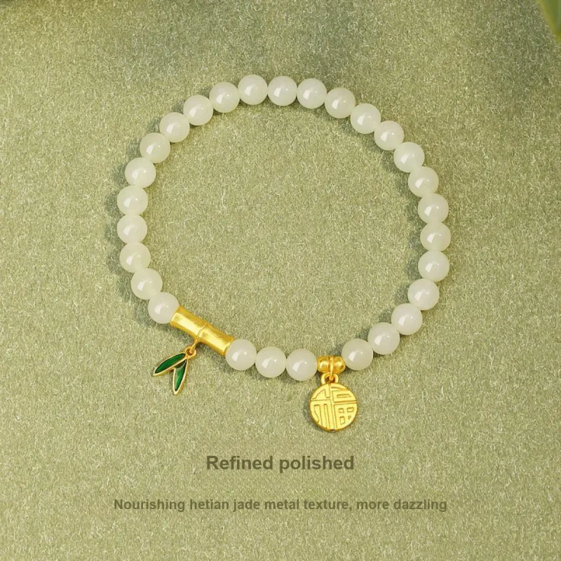 Andaozi Hetian Jade Bracelets Pale Greenish White Jade Women's-2
