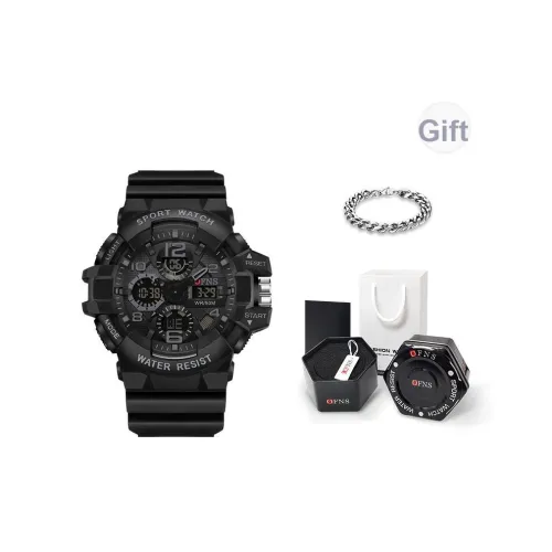 OFNS Электронный + Кварцевый механизм TPU Ремешок Часы Мужские Черный циферблат