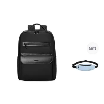 PIERRE CARDIN Nylon With Synthetic Leather Large Capacity Travel Backpack Tubas Men's Black