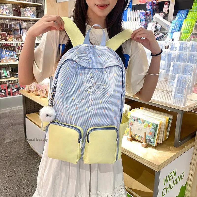 Yalu Nylon Backpack Unisex Yellow/Blue-10
