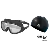 Black Swim Goggles (Transparent Lens)+Black Swimming Cap