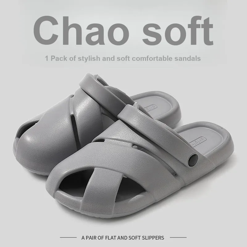 Foot Recreation Unisex Closed Toe Summer Soft Sole Heelless Home Slippers-27