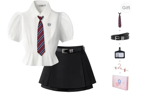 Tokyo Season Uniforms Women's Set Guang Shu Academy Short-Sleeved+Spring Love Letter Black Comes With Small Accessories+Hanging Plate+Leather Belts