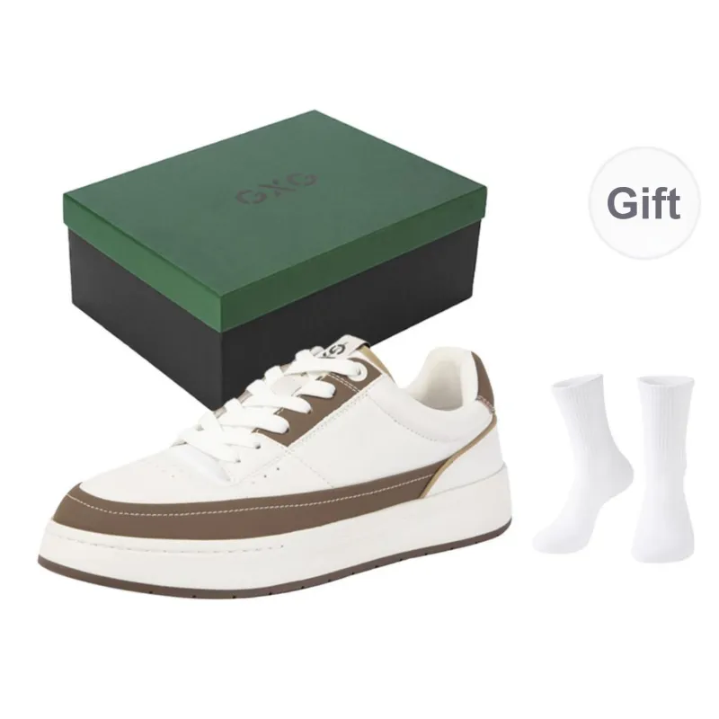 GXG Skateboard Shoes Men Low Top White/Brown, Black/Brown/White-4