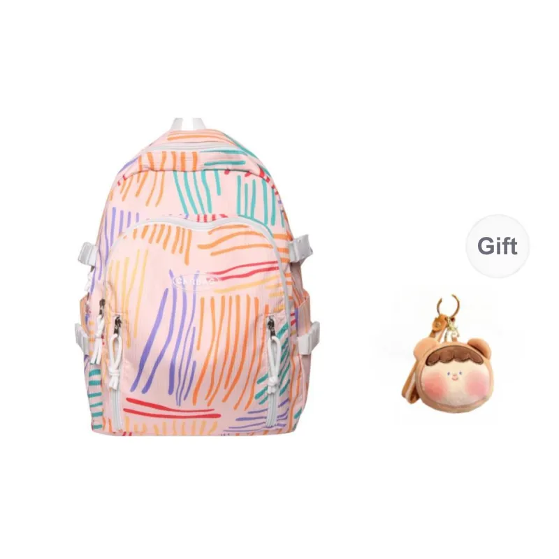 URBAN FOREST Nylon Backpack Unisex Ivory/Light Yellow/Pink-12