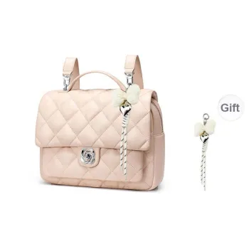 JUST STAR Synthetic Leather Carry Backpack Medium Size Women's White/Pink
