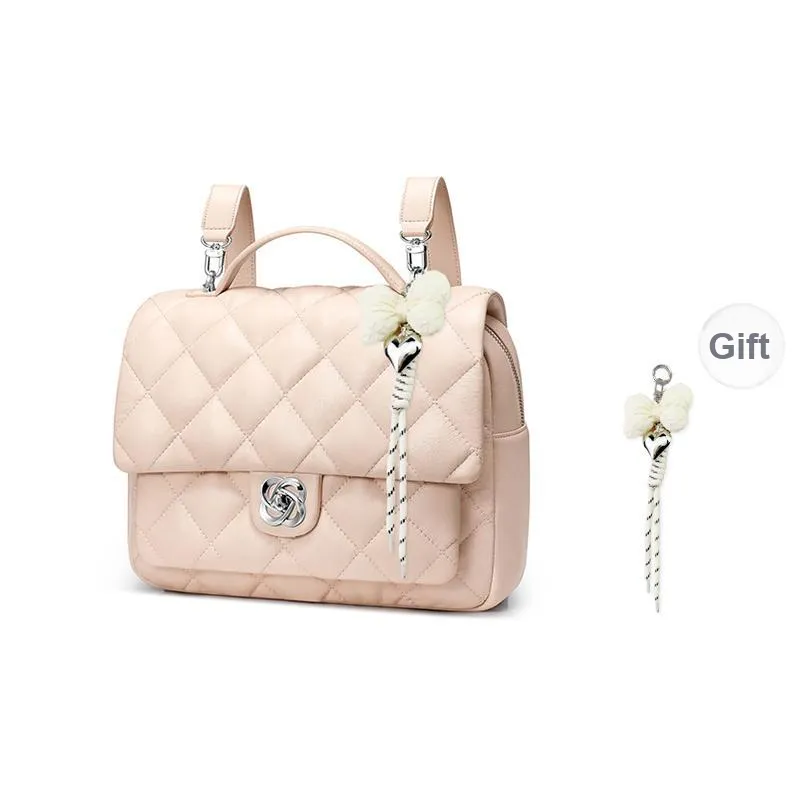 JUST STAR Synthetic Leather Carry Backpack Medium Size Women's White/Pink-0