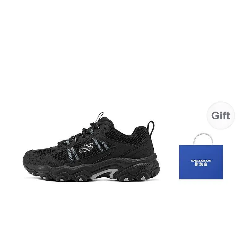 Skechers Abrasion-Resistant Low-Top Trekking Shoes Women's Black-6