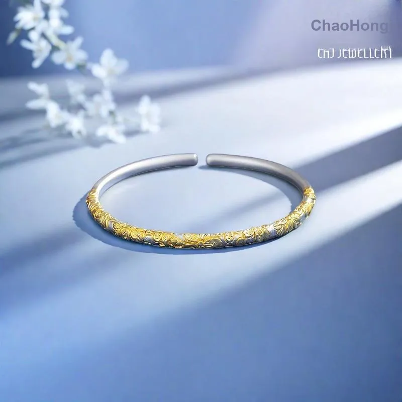 CHAOHONGJI 999 Fine Silver Bangles Women's-2