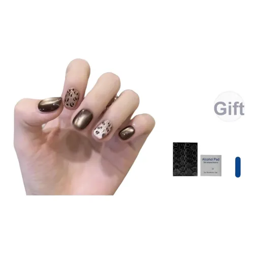 OUYUJI Ручной работы Готовый товар Съемный False Nail Миндаль Короткий LADDER Квадрат Красный Стиль размытия Instagram