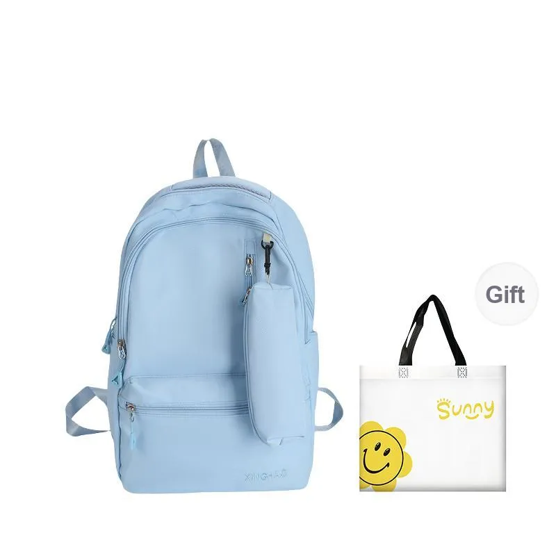 HACIN Nylon Backpack Regular Women's Pink/Green/Blue/Black-7