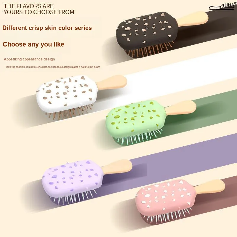 Gentle Welcome Hair Comb, Chocolates Crispy Ice Cream Airbag Comb Small Comb Mini Air Cushion Comb Hair Combing-7