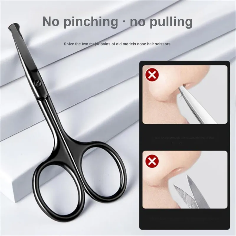 Malian Manual Fashion Round Tip Stainless Steel Compact Nose Hair Trimming Scissors Sharp-5