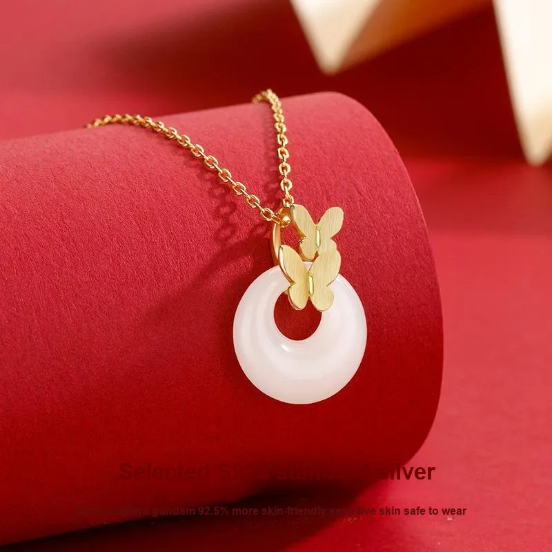 Royal Heaven's Choice Hetian Jade Necklaces Pale Greenish White Jade Unisex-1