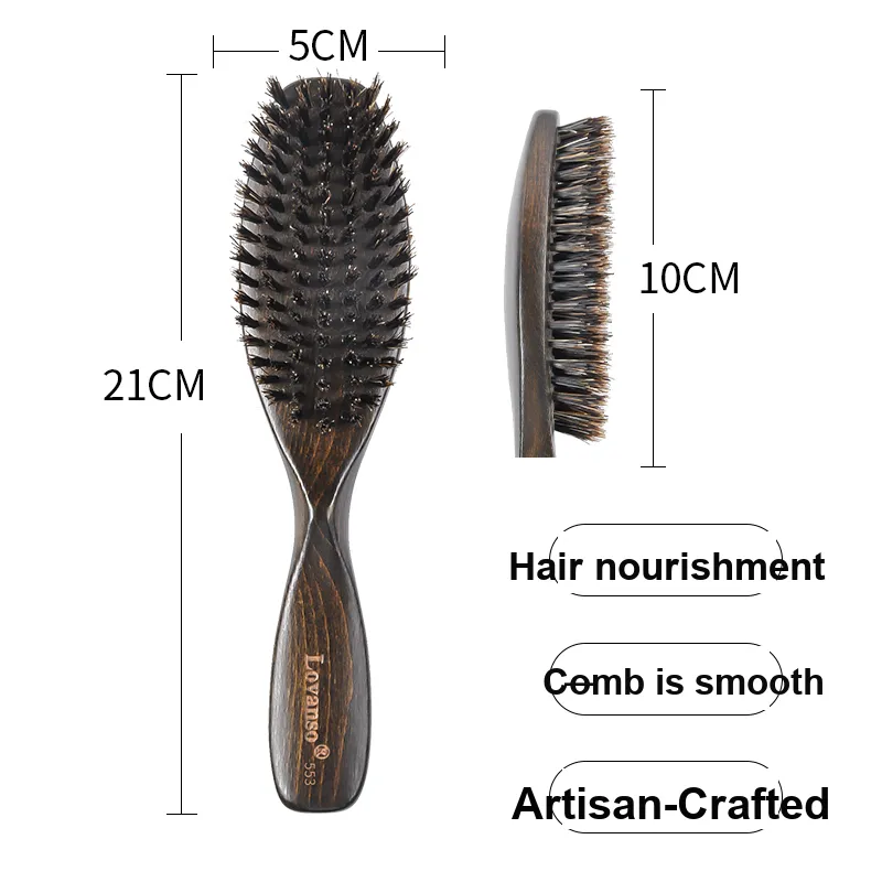 LOVANSO Men's Boar Bristle Brush For Smooth Hair Massage Comb Attachment-3