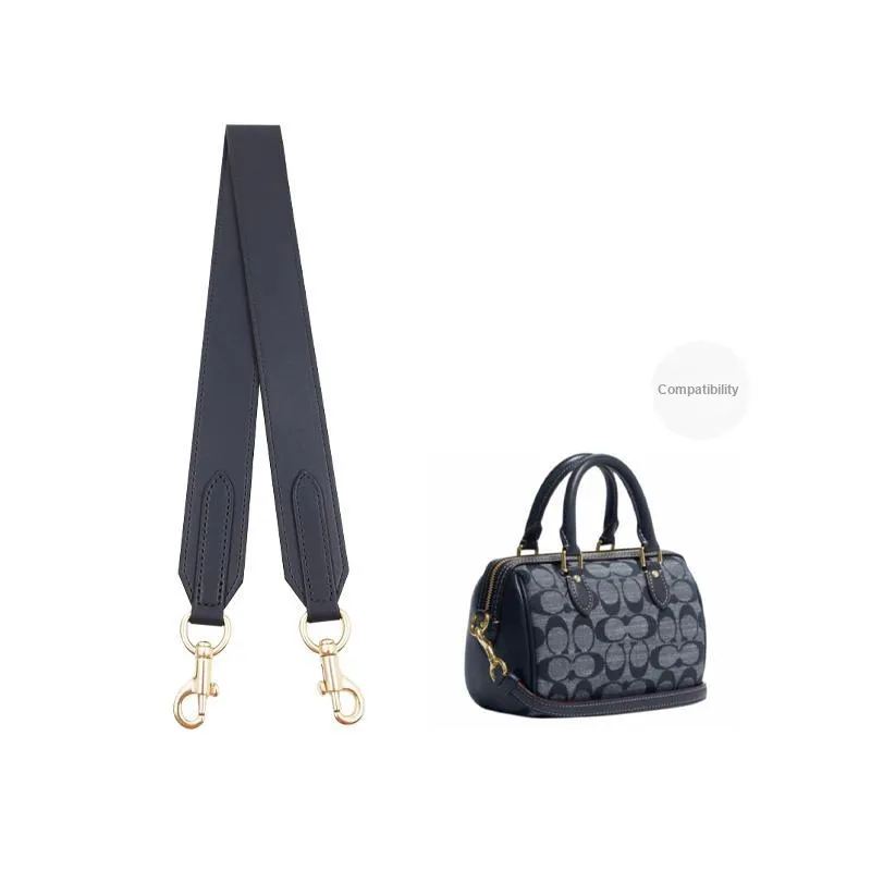 Cow Leather Bag Shoulder Strap Women's Dark Blue-4