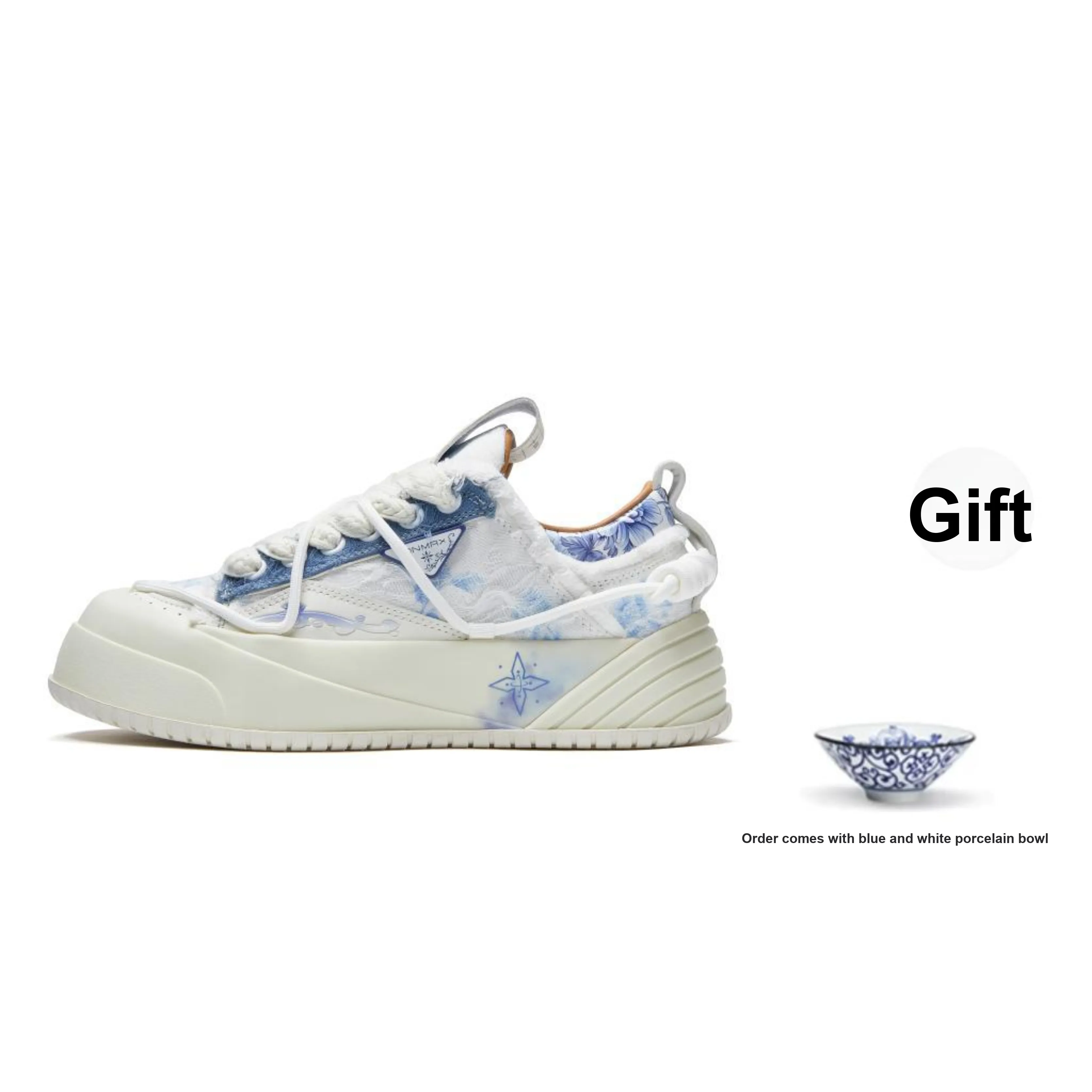 ON MAX Paper Airplane Series Abrasion Resistant Height Increasing Low Top Skateboard Shoes Unisex Blue White