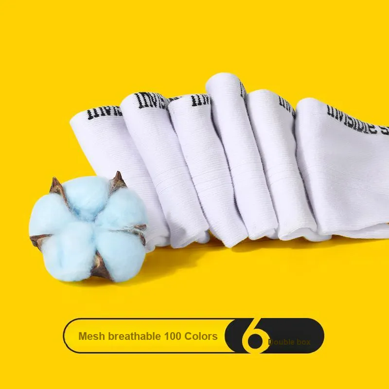 INVISIBLE Ankle Socks Unisex 6 Pack White-3