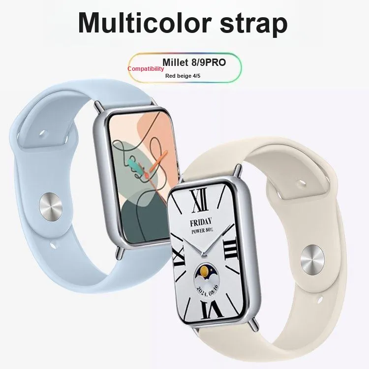 APEPALOG Xiaomi Red Beige Compatibility Watch Band Silicone Material-7