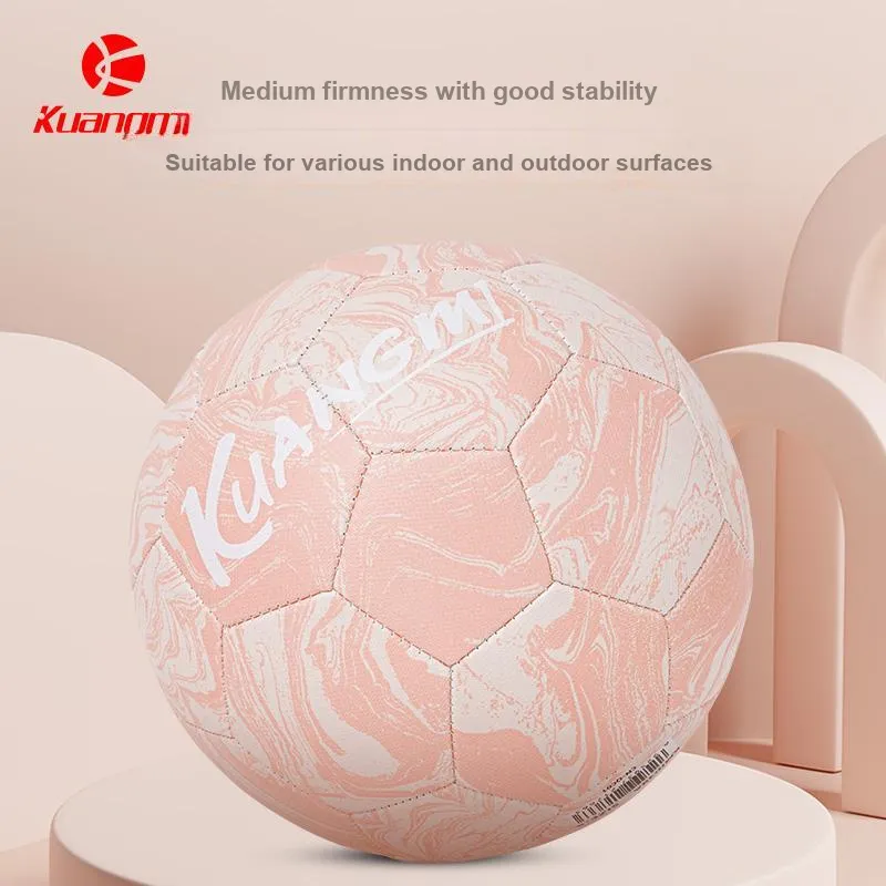 Kuangmi Size 5 Ball Soccer PU Machine Stitched Soccer Ball Unisex Pink-3