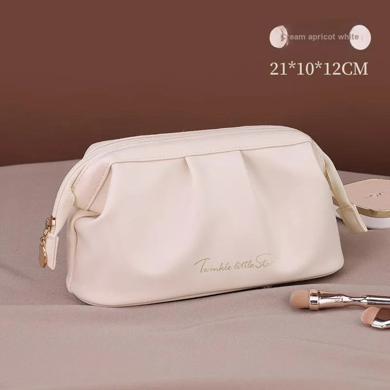 QEEDNS PU Waterproof Makeup Bags Large Capacity Premium Feel-1