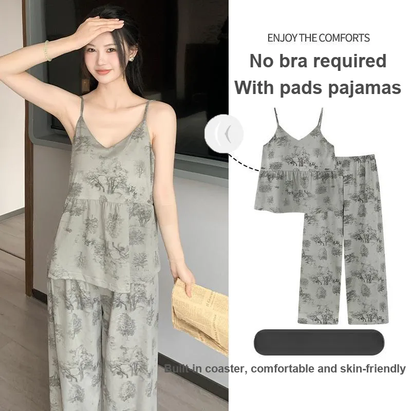 WANANNI Pajama Set Women's Gray Blue-1