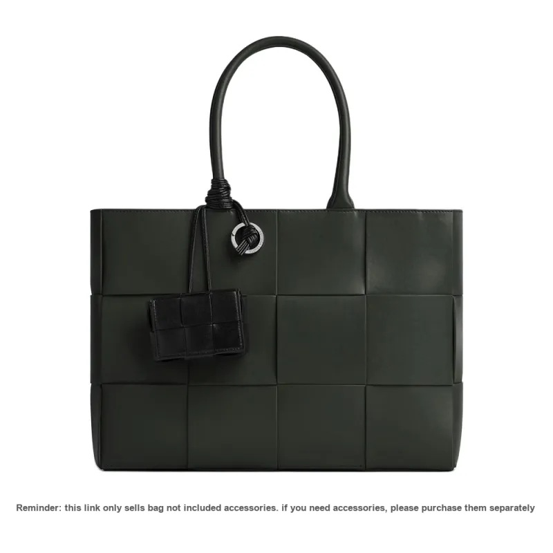 Bottega Veneta Arco Calfskin Tote Bag, Shopping Bag, Shoulder Bag, Crossbody Bag, Handbag Trumpets Men's Dark Green-4