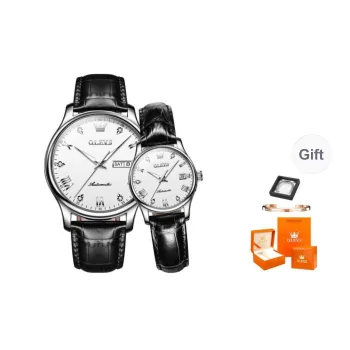 OLEVS Heart to Heart Knot Collection Mechanical Movement Leather Strap Watch Unisex White Dial