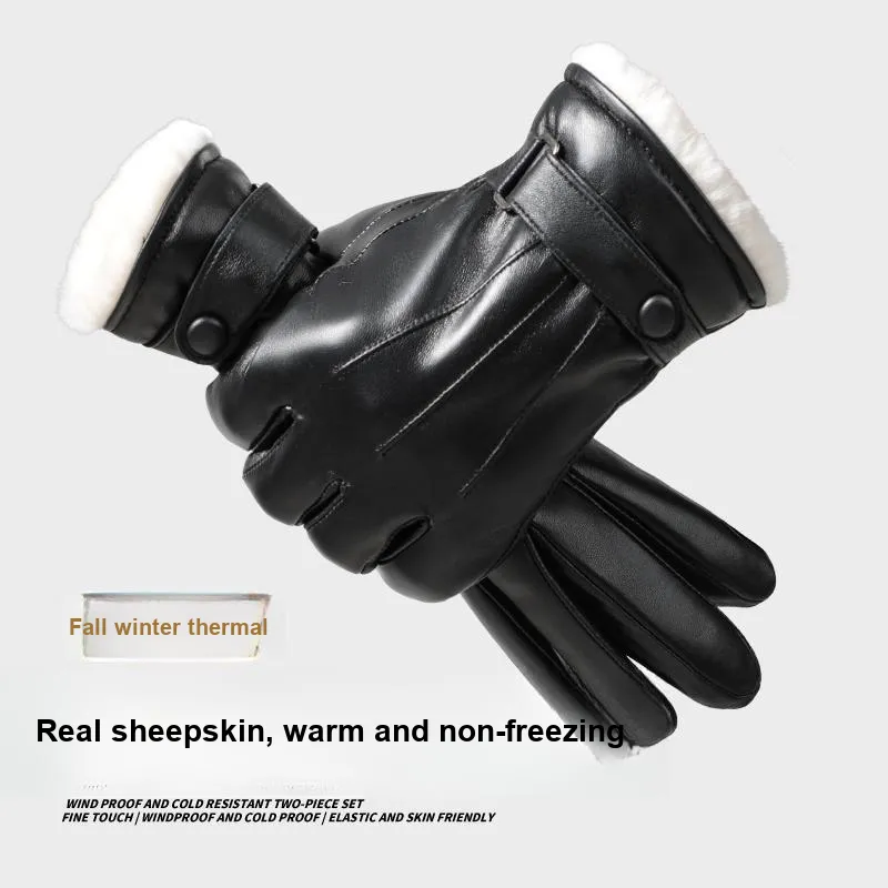YUZHAOLIN Sheepskin Gloves Unisex-5